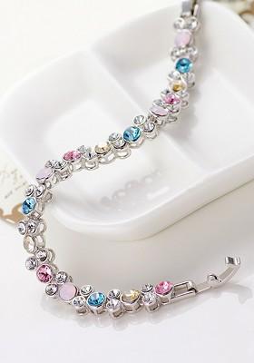 Crystals From Swarovski Collection Silver Toned Metal Rhodium Plated Link Bracelet