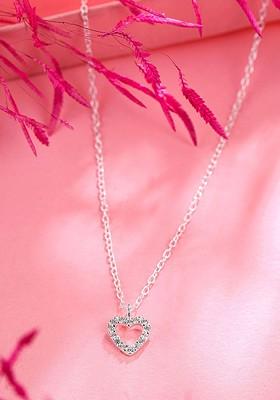 Silver Plated Cubic Zirconia Studded Heart Shaped Pendant