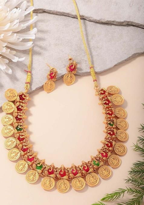 Gold Plated And Beaded Jewellery Set