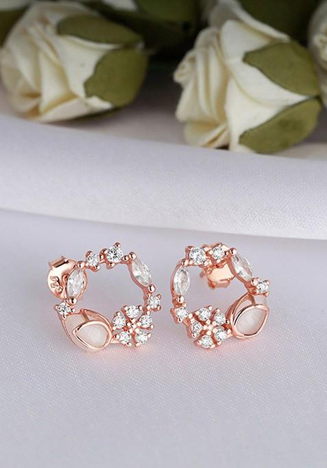 Indya X Giva 925 Silver Rose Gold Drop Wreath Studs