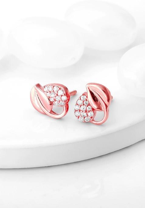 Indya X Giva 925 Sterling Silver Rose Gold Plated Contemporary Studs Earrings