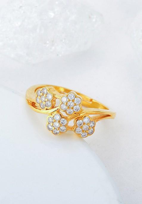 Indya X Giva Gold Plated And Cz Studded Finger Ring