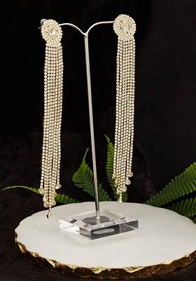 Gold Plated Contemporary Cubic Zirconia Drop Earrings