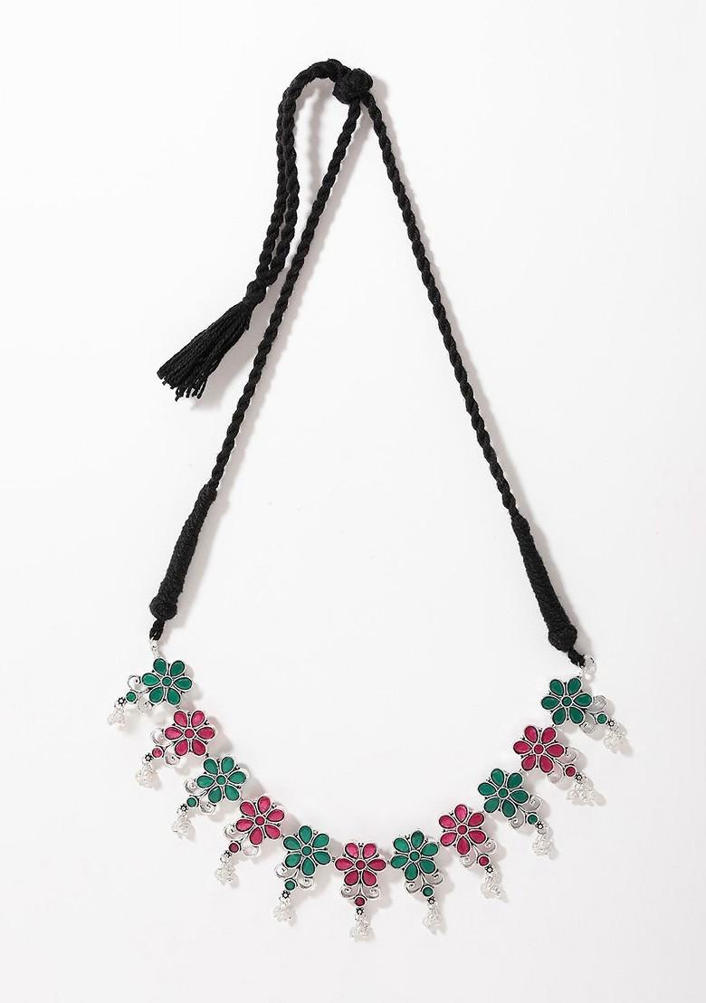 Silver Plated Artificial Stone Studded Jewellery Set