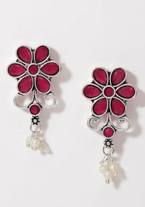 Silver Plated Artificial Stone Studded Jewellery Set