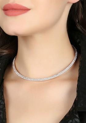 Rose Gold Plated Stone Studded Chocker Necklace