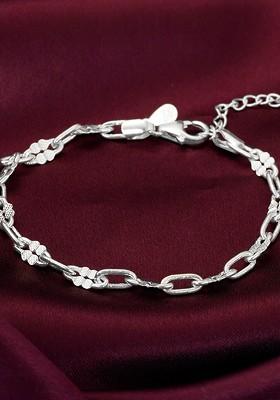 Indya X Giva Sterling Silver Rhodium Plated Link Bracelet