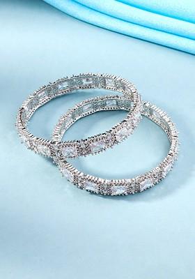 Set Of 2 Silver Plated Bangles