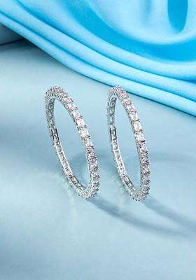 Set Of 2 Silver Plated Ad Studded Bangles