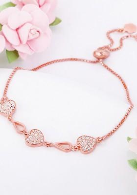 Indya X Giva 925 Sterling Silver Rose Gold Plated Cubic Zirconia Link Bracelet