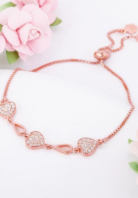 Indya X Giva 925 Sterling Silver Rose Gold Plated Cubic Zirconia Link Bracelet