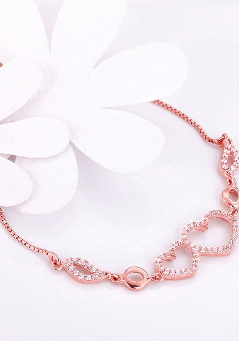 Indya X Giva 925 Sterling Silver Rose Gold Plated Cubic Zirconia Link Bracelet