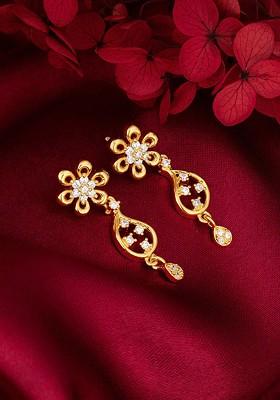 Indya X Giva Gold Plated Contemporary 925 Sterling Silver Drop Earrings