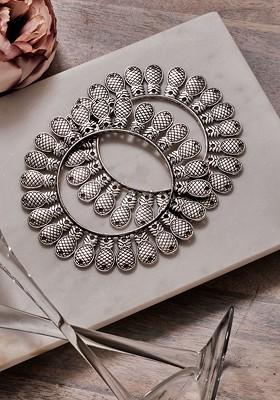 Set Of 2 Silver Plated Pineapple Shaped Bangles