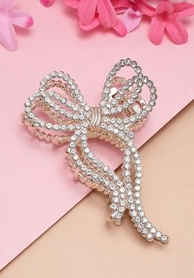 Gold Plated Embellished Cubic Zirconia Studded Claw Clip