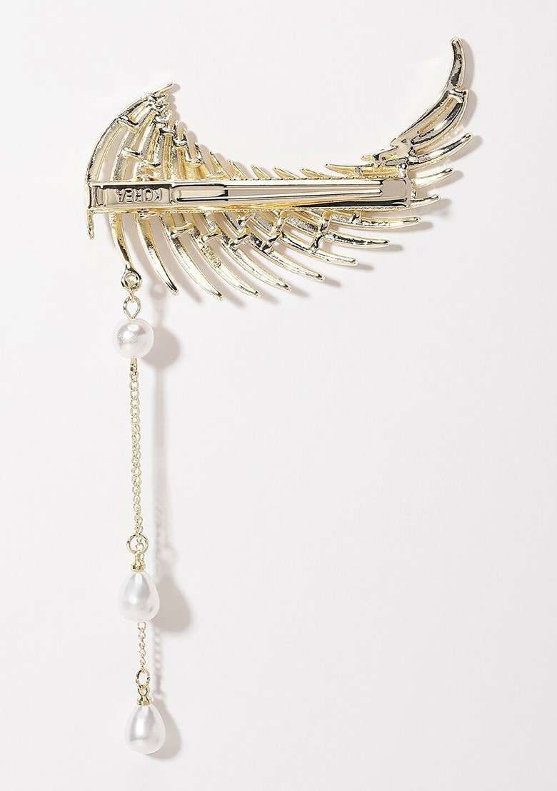 Gold Plated Cubic Zirconia Studded Embellished Alligator Hair Clip - Indya