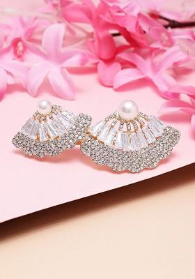 Gold Plated Cubic Zirconia Studded Embellished French Barrette