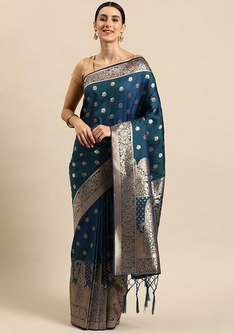 Ethnic Motifs Zari Silk Blend Banarasi Saree