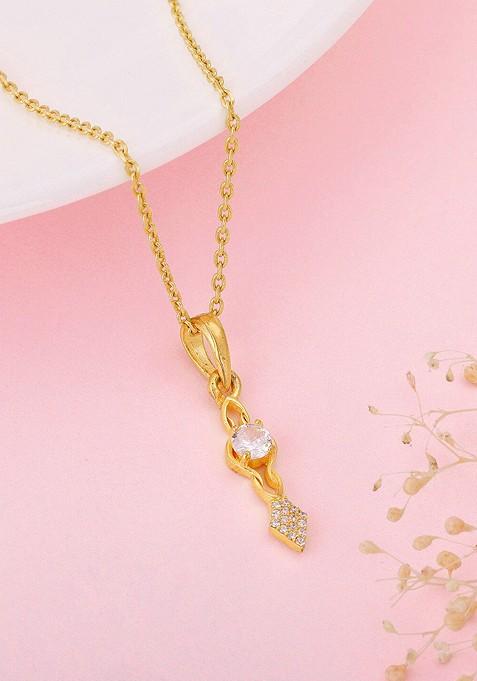 Indya X Giva 925 Sterling Silver Gold Plated Cz Studded Pendant With Chain