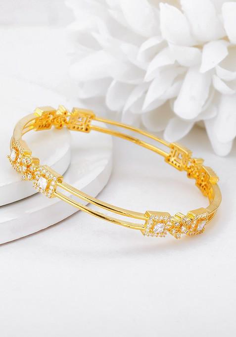 Indya X Giva 925 Sterling Silver Gold Plated Stone Studded Bangle