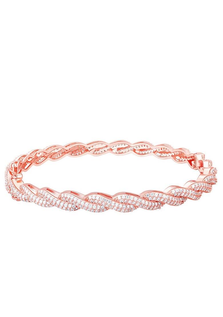 Indya X Giva 925 Sterling Silver Rose Gold Plated Stone Studded Bangle