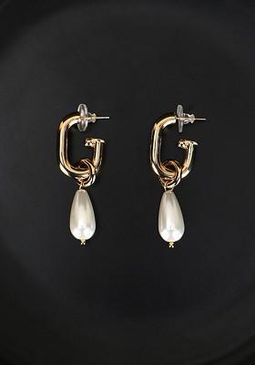 Gold Plated Teardrop Shaped Drop Earrings