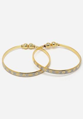Women Set Of 2 Gold-Toned Gold-Plated Kada Bracelet