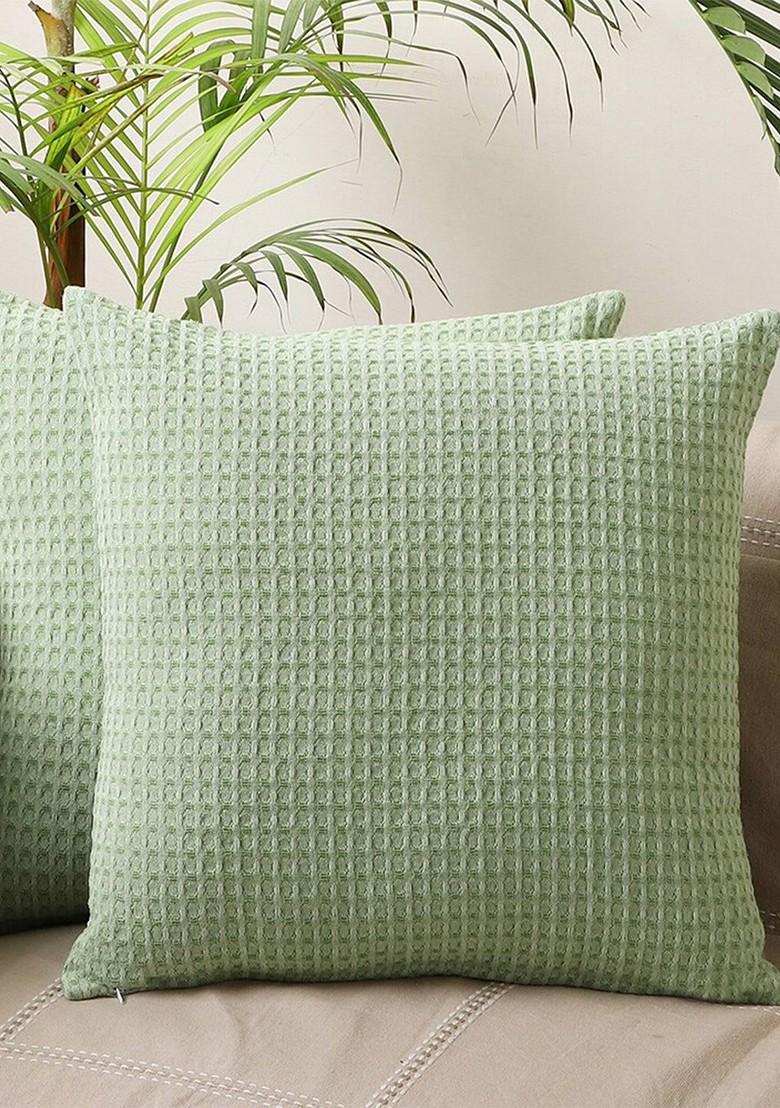 Jamio Firati Green Pieces Geometric Square Cotton Cushion Covers