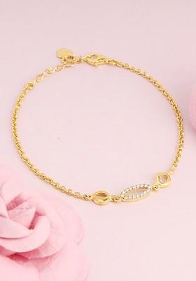Indya X Giva Sterling Silver Gold Plated Cubic Zirconia Link Bracelet