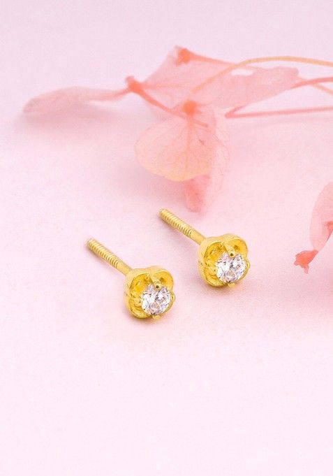 Indya X Giva 925 Sterling Silver Gold Plated Contemporary Studs Earrings