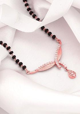 Indya X Giva 925 Sterling Silver Rose Gold Plated Zircon Studded Mangalsutra
