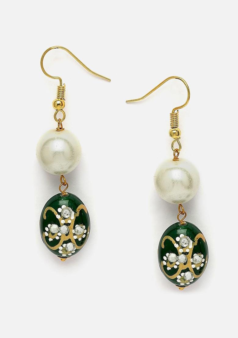 Gold Plated Pearl And Stone Studded Jewellery Set