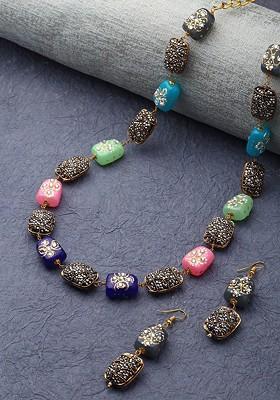 Gold Plated Stone Studded Jewellery Set