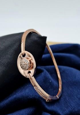 Women Rose Gold-Plated Brass American Diamond Kada Bracelet