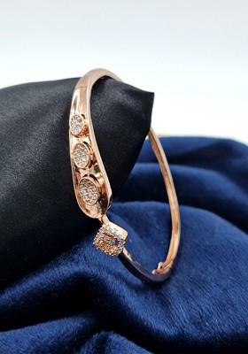Women Rose Gold-Plated Brass American Diamond Kada Bracelet
