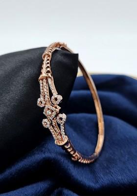 American Diamond Rose Gold-Plated Kada Bracelet