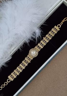 Brass Kundan Gold-Plated Wraparound Bracelet