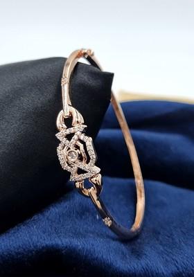 Cubic Zirconia Rose Gold-Plated Kada Bracelet