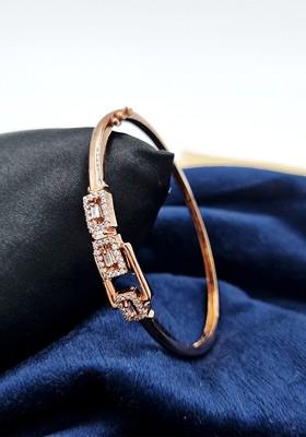 Cubic Zirconia Rose Gold-Plated Kada Bracelet