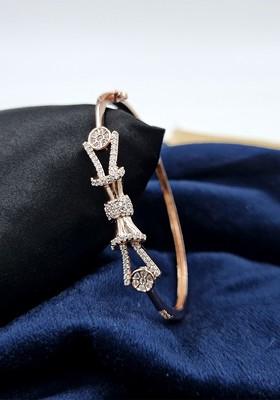 Cubic Zirconia Rose Gold-Plated Kada Bracelet