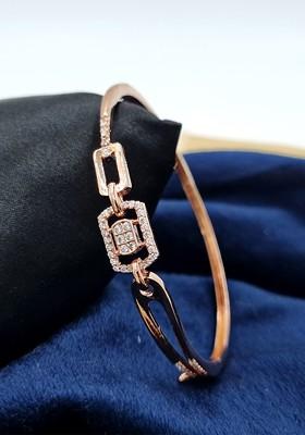 Cubic Zirconia Rose Gold-Plated Kada Bracelet