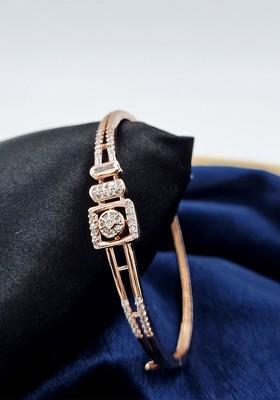Brass American Diamond Rose Gold-Plated Kada Bracelet