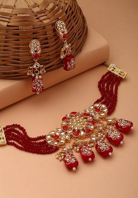 Gold plated Necklace and Earrings