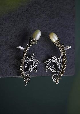 Silver Plated Contemporary Half Hoop Earrings