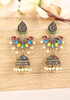 Gold Plated Contemporary Jhumkas Earrings