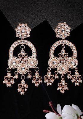 Rose Gold Plated Contemporary Drop Earrings
