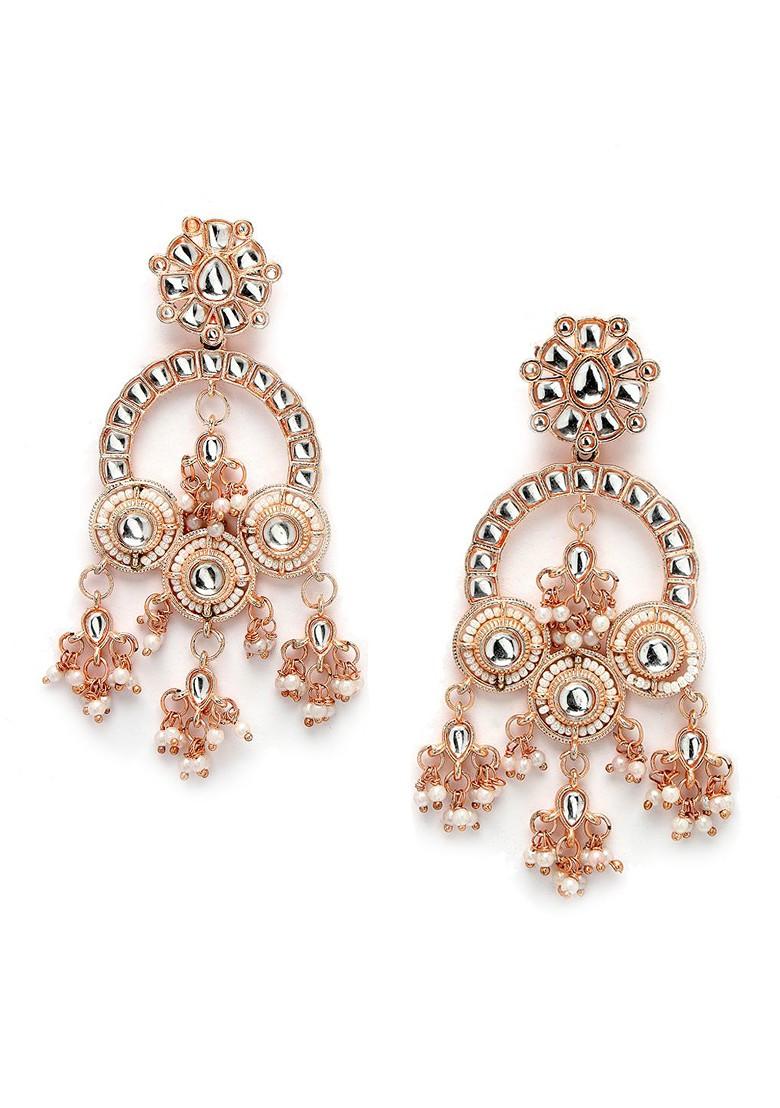 Rose Gold Plated Contemporary Drop Earrings