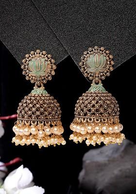 Gold Plated Contemporary Jhumka Earrings