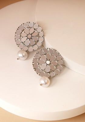 Silver Plated Circular Stud Earrings