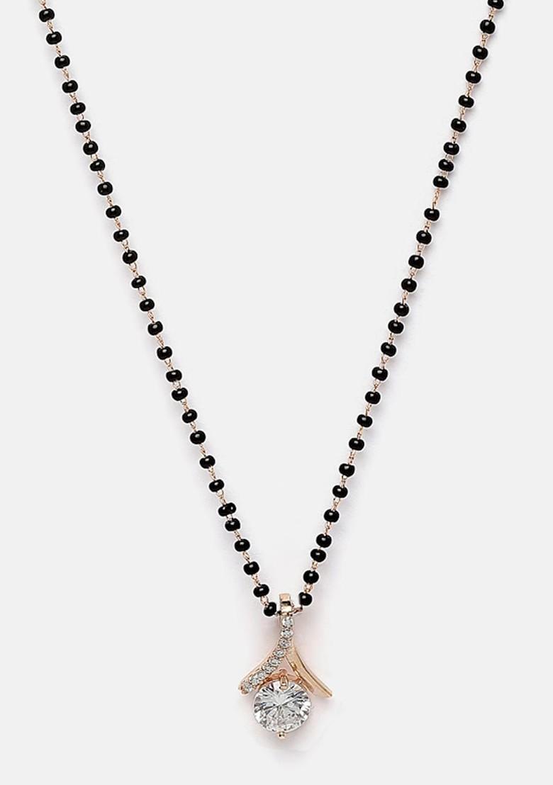 Gold Plated CZ Studded And Beaded Mangalsutra